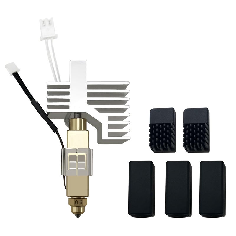 HzdaDeve 0.6MM Ceramic Hotend for Centauri Carbon Print Head Extruder Kit Hot End Heat Sink Hardened Steel Brass Nozzle with Extra 2PK Silicone Cover and 2PK Nozzle Brushes for Elegoo Centauri - Image 1